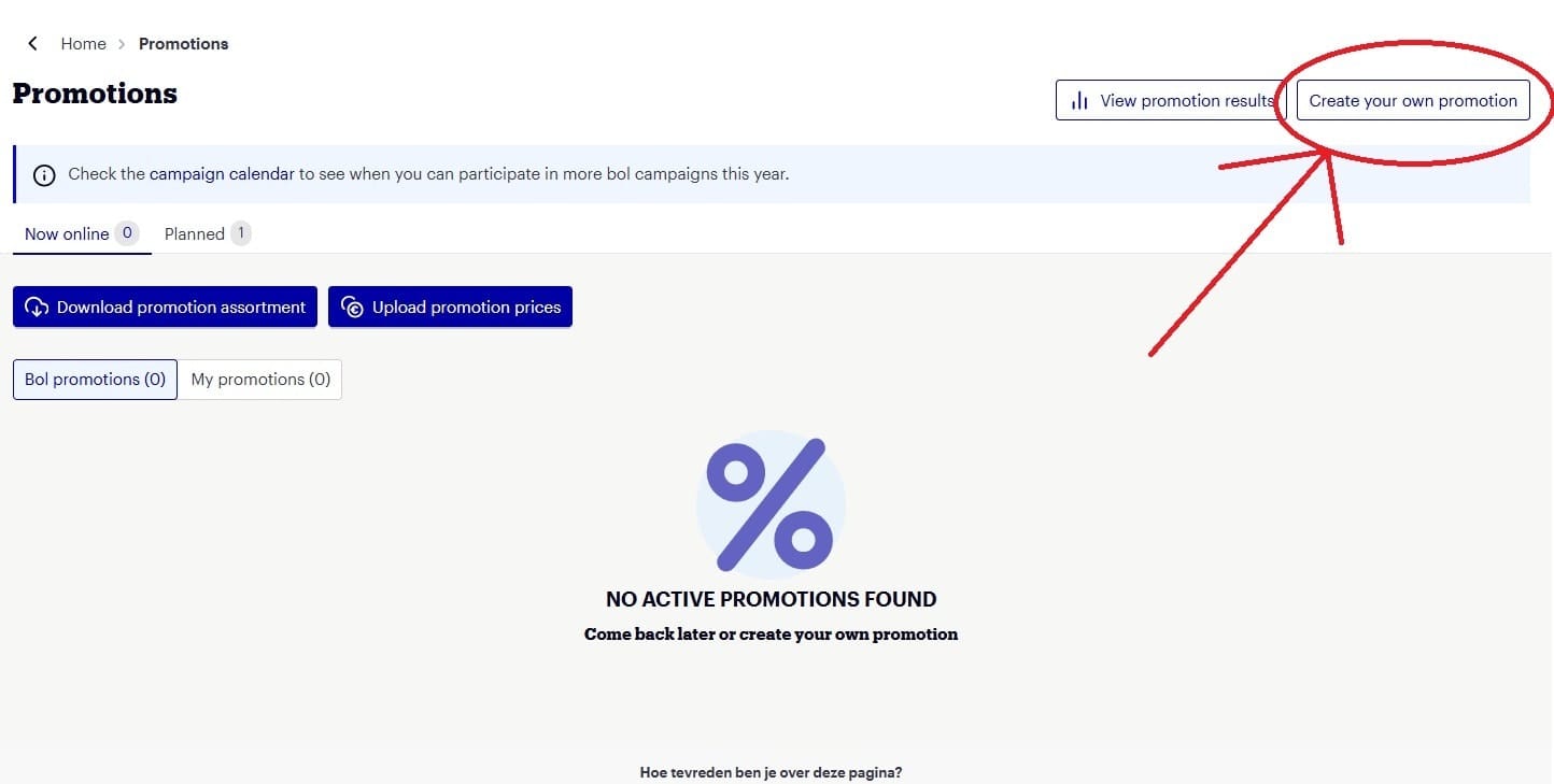 Po przejściu do panelu promocji, wybierz opcję „Create your own promotion”.